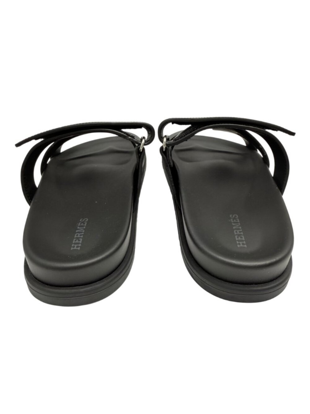 HERMES Black Calfskin Chypre Velcro Strap Sandals Sz 7 - Picture 4 of 10